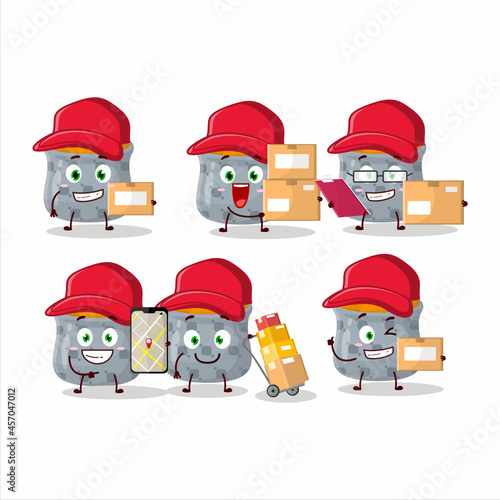 Cartoon character design of bowl of turmeric working as a courier