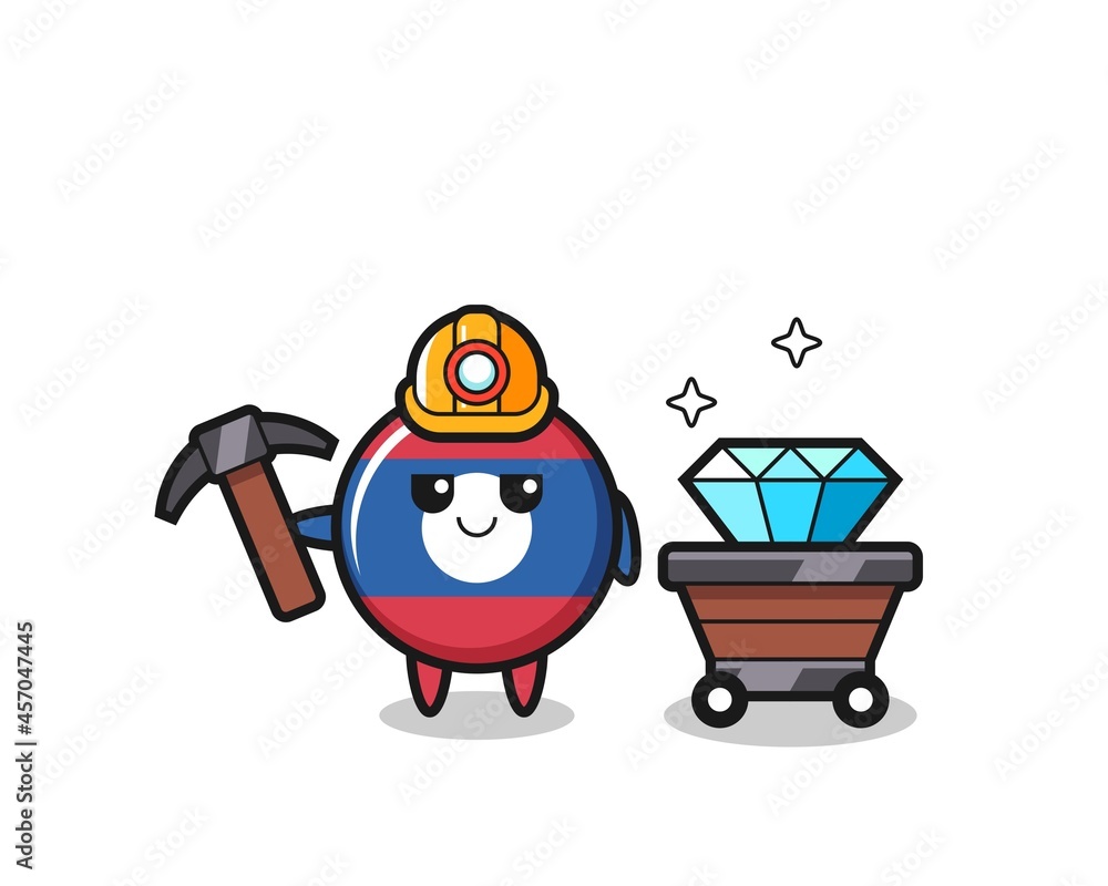 Fototapeta premium Character Illustration of laos flag badge as a miner