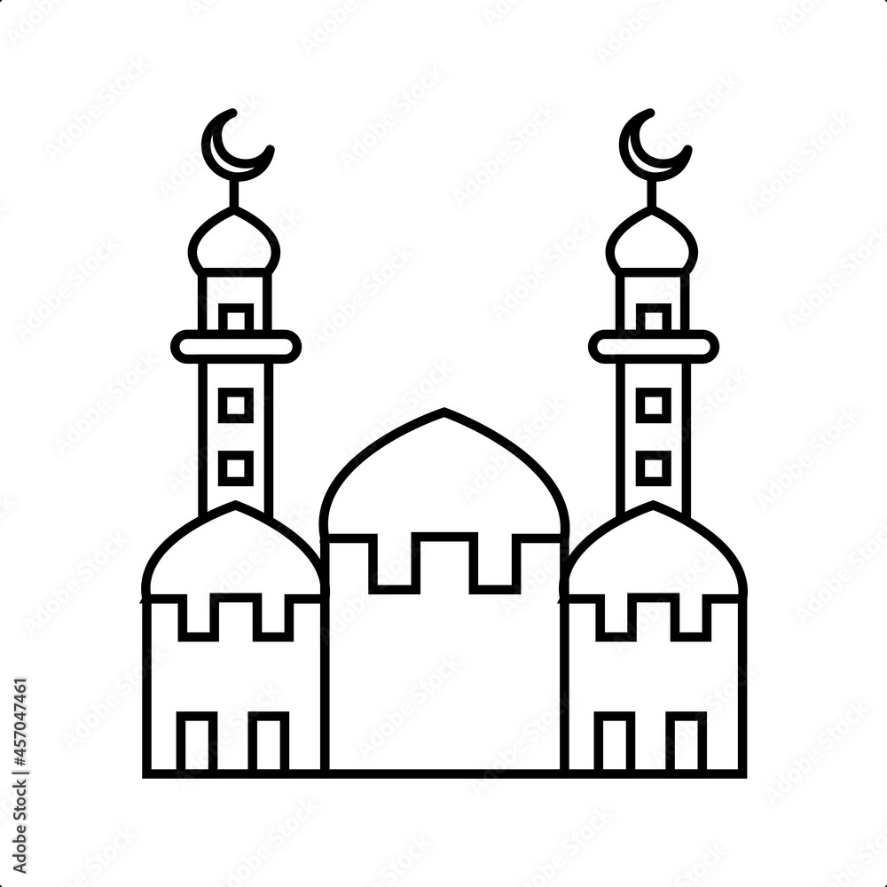 Mosque line icon vector illustration logo for many purpose. Isolated on white background