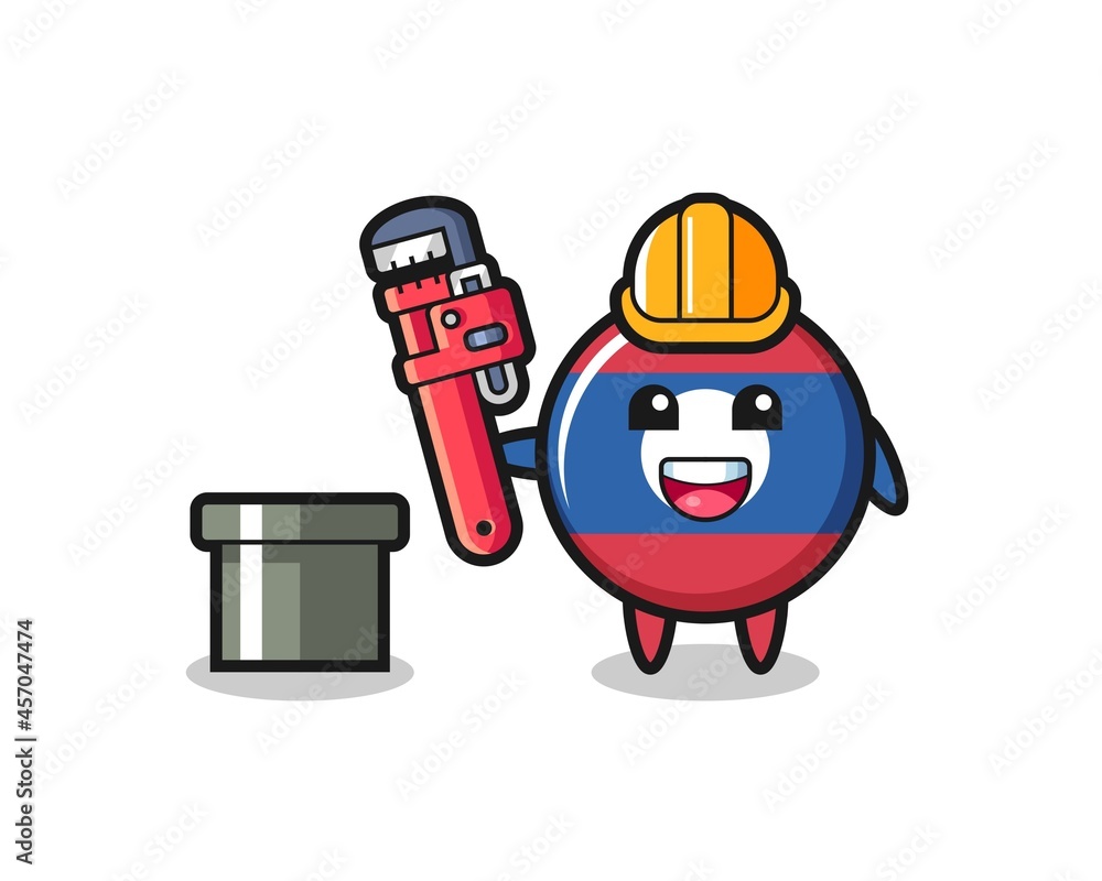 Character Illustration of laos flag badge as a plumber Character Illustration of laos flag badge as a plumber