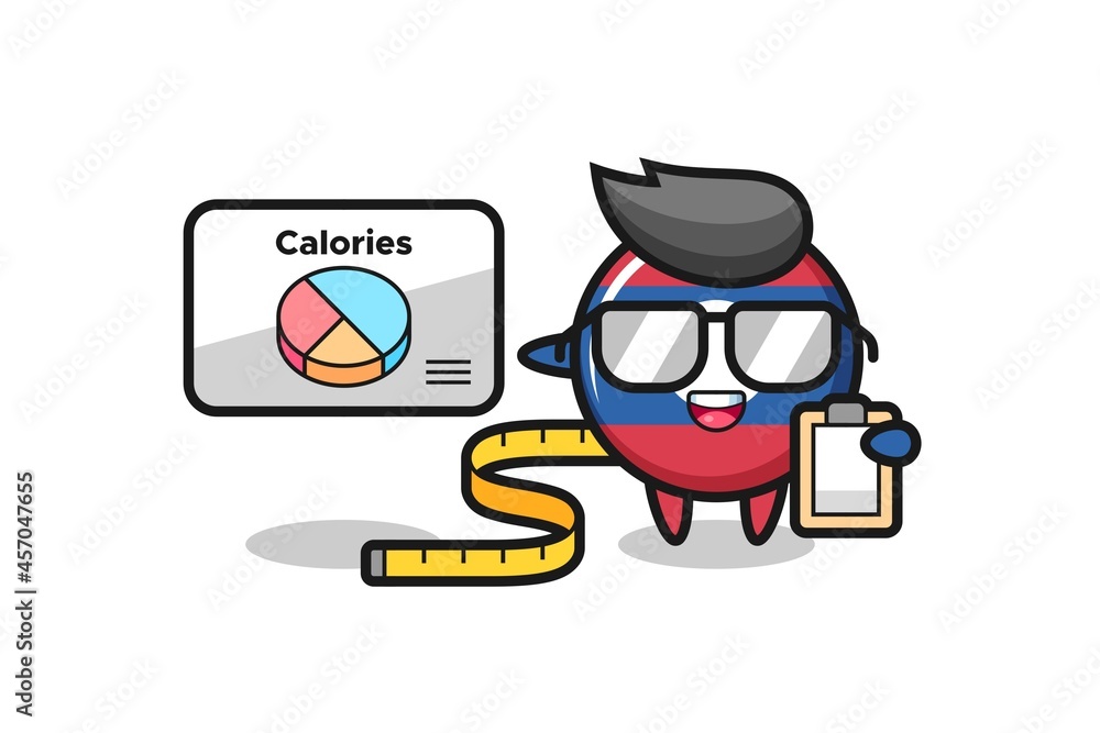 Illustration of laos flag badge mascot as a dietitian