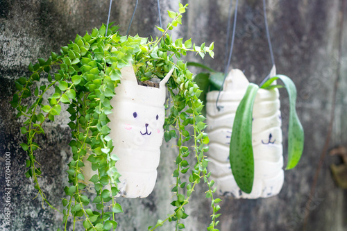 cute plant pots made from reused water bottles
