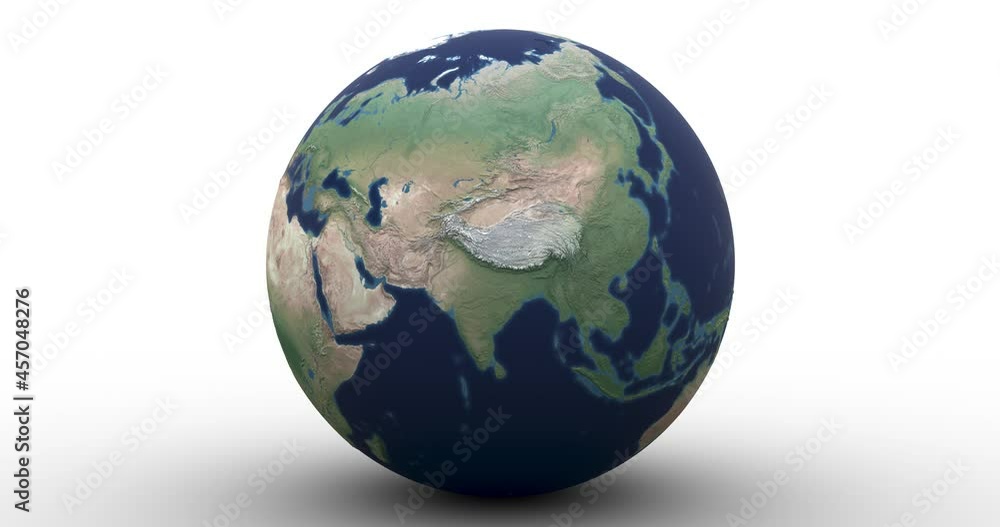 Raised relief globe drops into frame, rolls toward camera and highlights the Himalayas. Two versions. In-file luma matte allows you to easily recolor the infinite background. Data: NASA Raised relief globe drops into frame, rolls toward camera and highlights the Himalayas. Two versions. In-file luma matte allows you to easily recolor the infinite background. Data: NASA