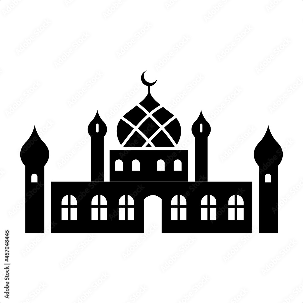 Mosque with glyph icon vector illustration logo for many purpose. Isolated on white background. – Vector