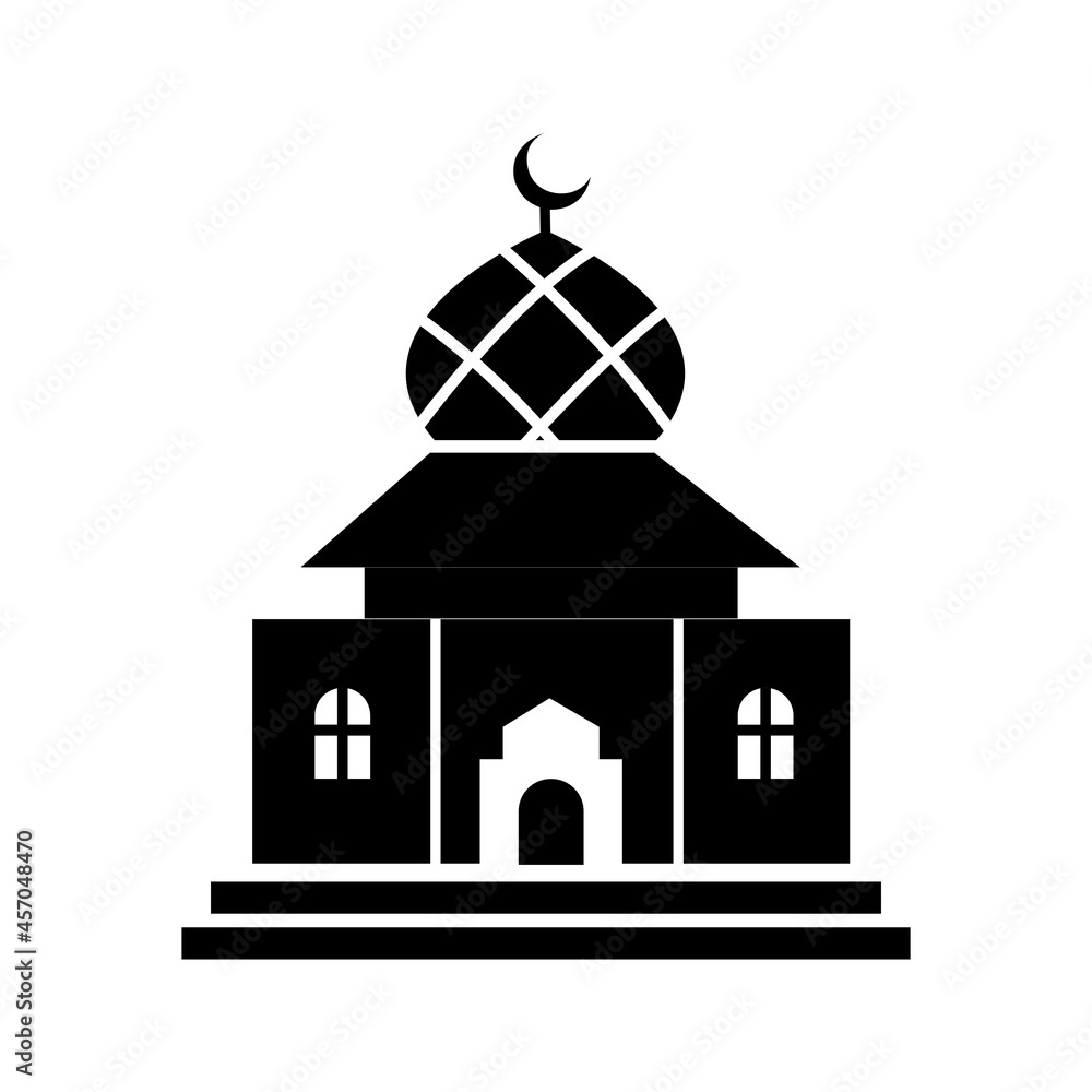 Mosque with glyph icon vector illustration logo for many purpose. Isolated on white background. – Vector