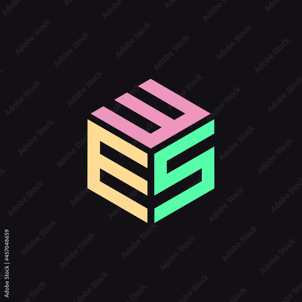 Hexagon logo with the letters WES design Hexagon logo with the letters WES design
