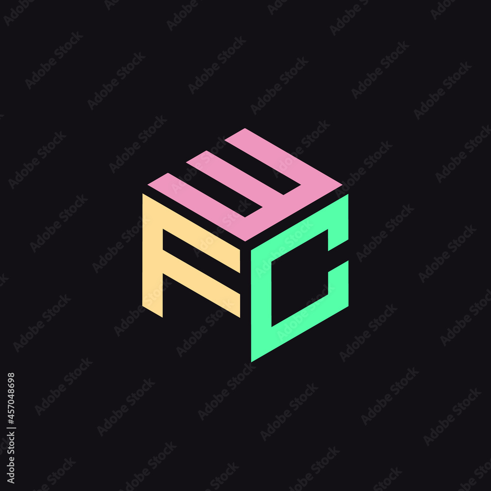 Hexagon logo with the letters WFC design Hexagon logo with the letters WFC design