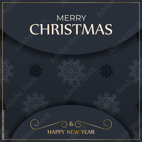Flyer merry christmas dark blue with winter blue ornament
