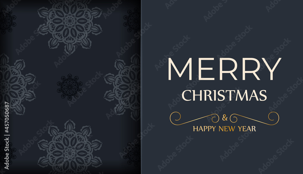 Dark blue happy new year flyer with winter blue ornament