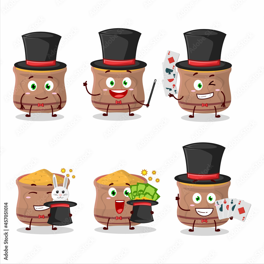 A curcuma Magician cartoon character perform on a stage A curcuma Magician cartoon character perform on a stage