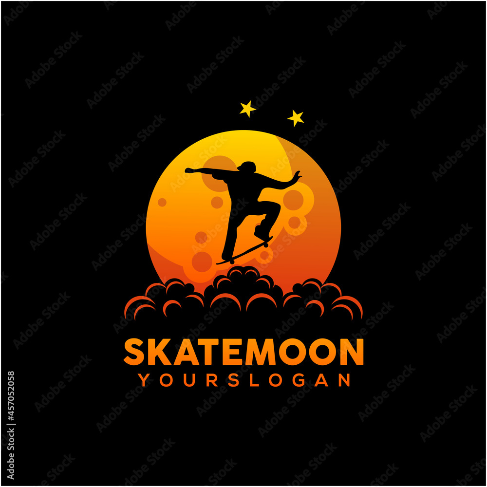 illustration of skater on the moon gradient style