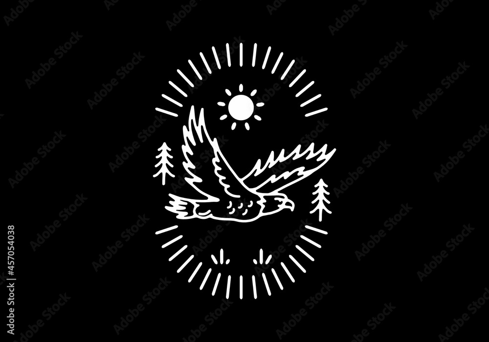 Line art illustration of flying eagle Line art illustration of flying eagle