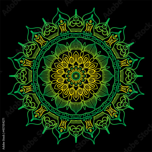 Luxury Decorative Colorful Islamic Batik Mandala Greetings Card Background With Abstract Unique Pattern Design In East Style