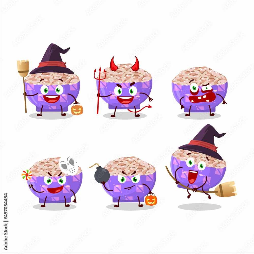 Obraz premium Halloween expression emoticons with cartoon character of rose matta rice