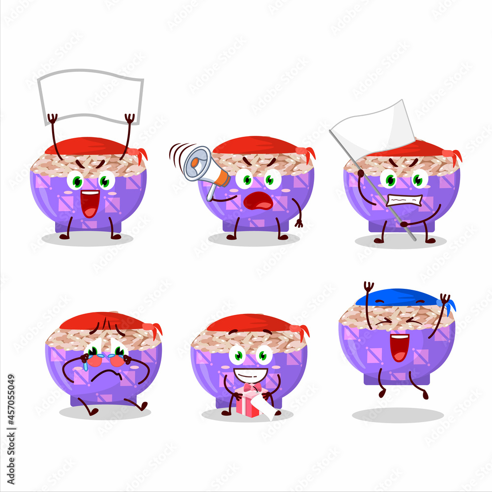 Mascot design style of rose matta rice character as an attractive supporter