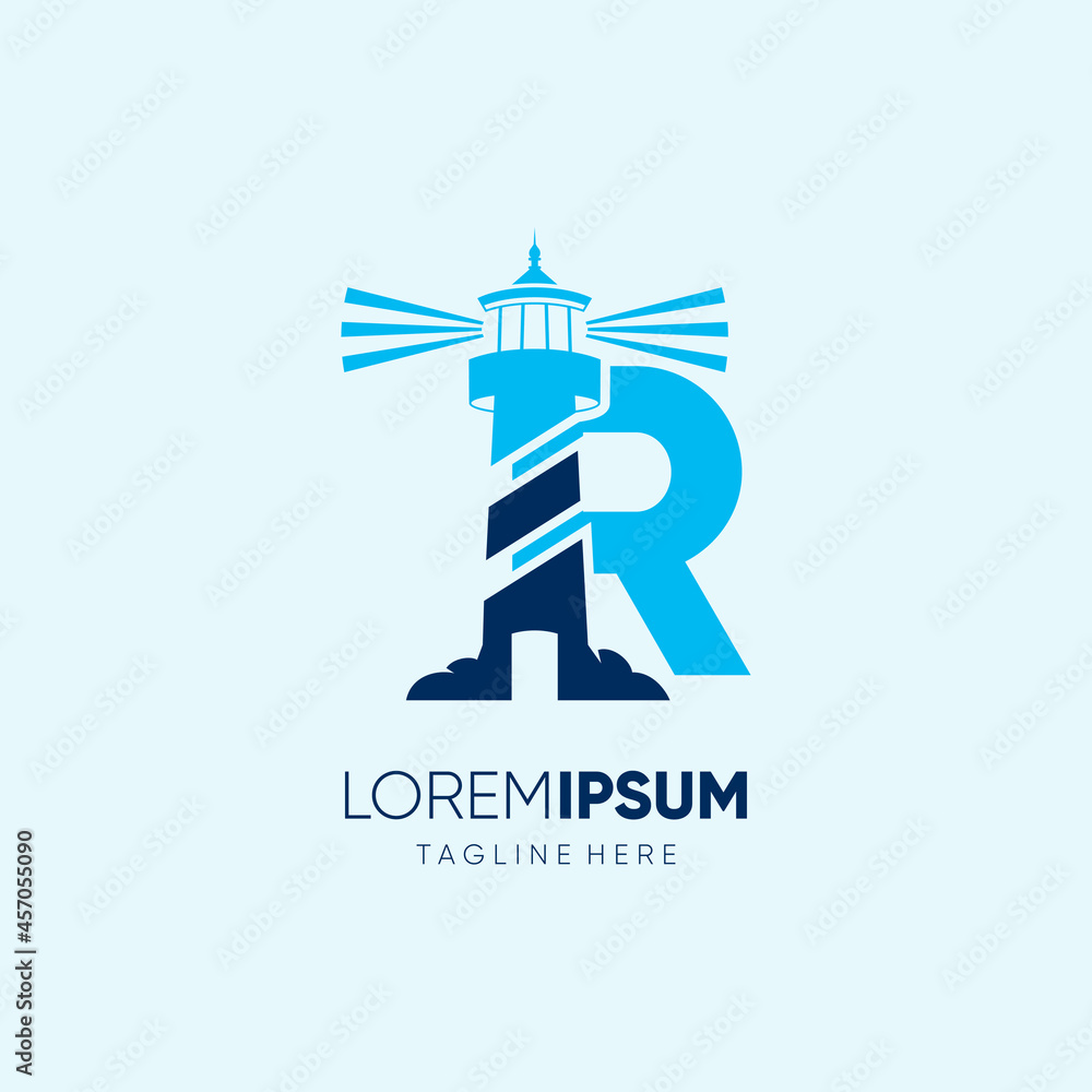Letter R Lighthouse Logo Design Vector Icon Graphic Emblem Illustration Letter R Lighthouse Logo Design Vector Icon Graphic Emblem Illustration