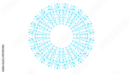 Decoration with Arabic letters in a circular motion for the International Arabic Language Day