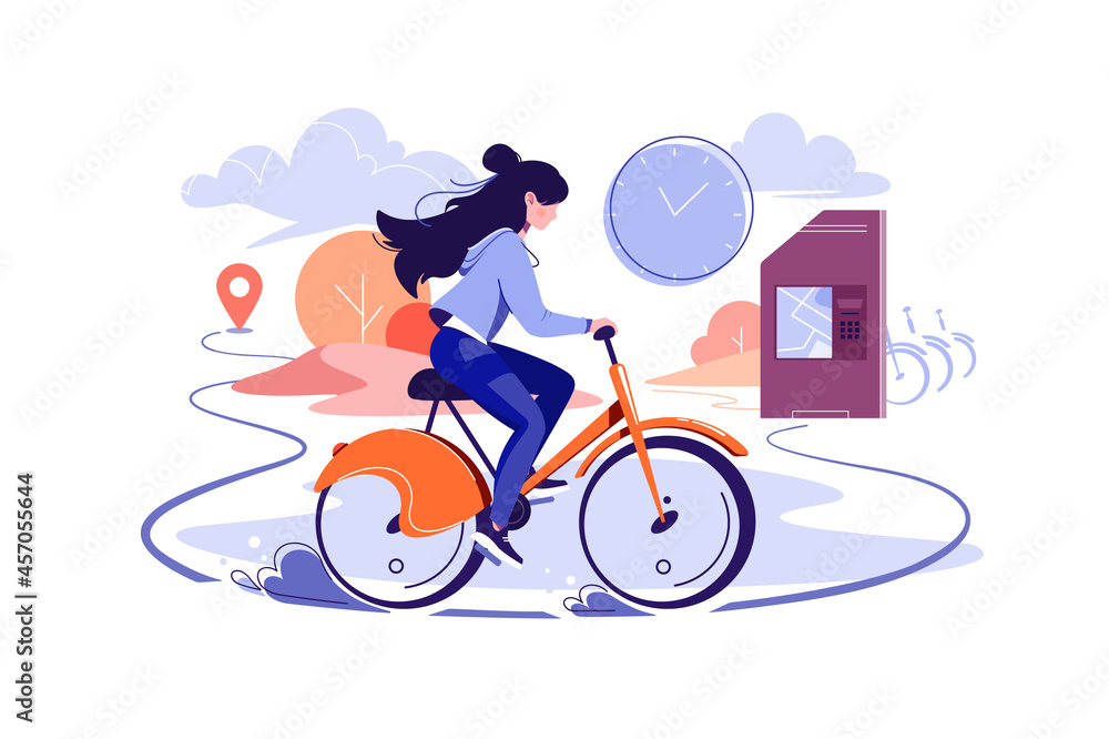 Fototapeta premium Public city bicycle rental business