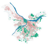 Belgrade map. Detailed map of Belgrade city administrative area. Cityscape urban panorama.
