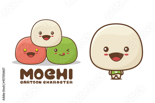 cute mochi mascot, food cartoon illustration