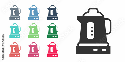 Black Electric kettle icon isolated on white background. Teapot icon. Set icons colorful. Vector