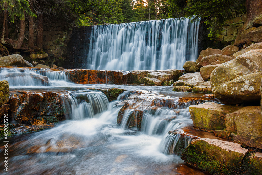 Beautiful scenery of the Wild Waterfall on the ?omnica river, Karpacz. Poland