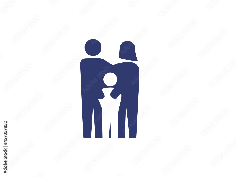 Happy united family concept. Father, mother, child family icon. Vector symbol. Happy united family concept. Father, mother, child family icon. Vector symbol.
