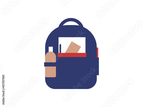 Full casual backpack icon. Simple minimalist symbol. Vector.