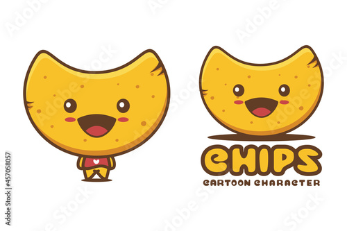 cute chips mascot, food cartoon illustration