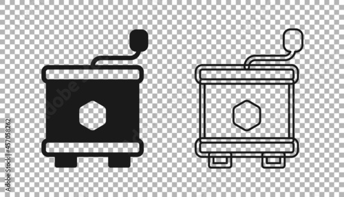 Black Honey extractor icon isolated on transparent background. Mechanical device for honey extraction from honeycombs. Vector