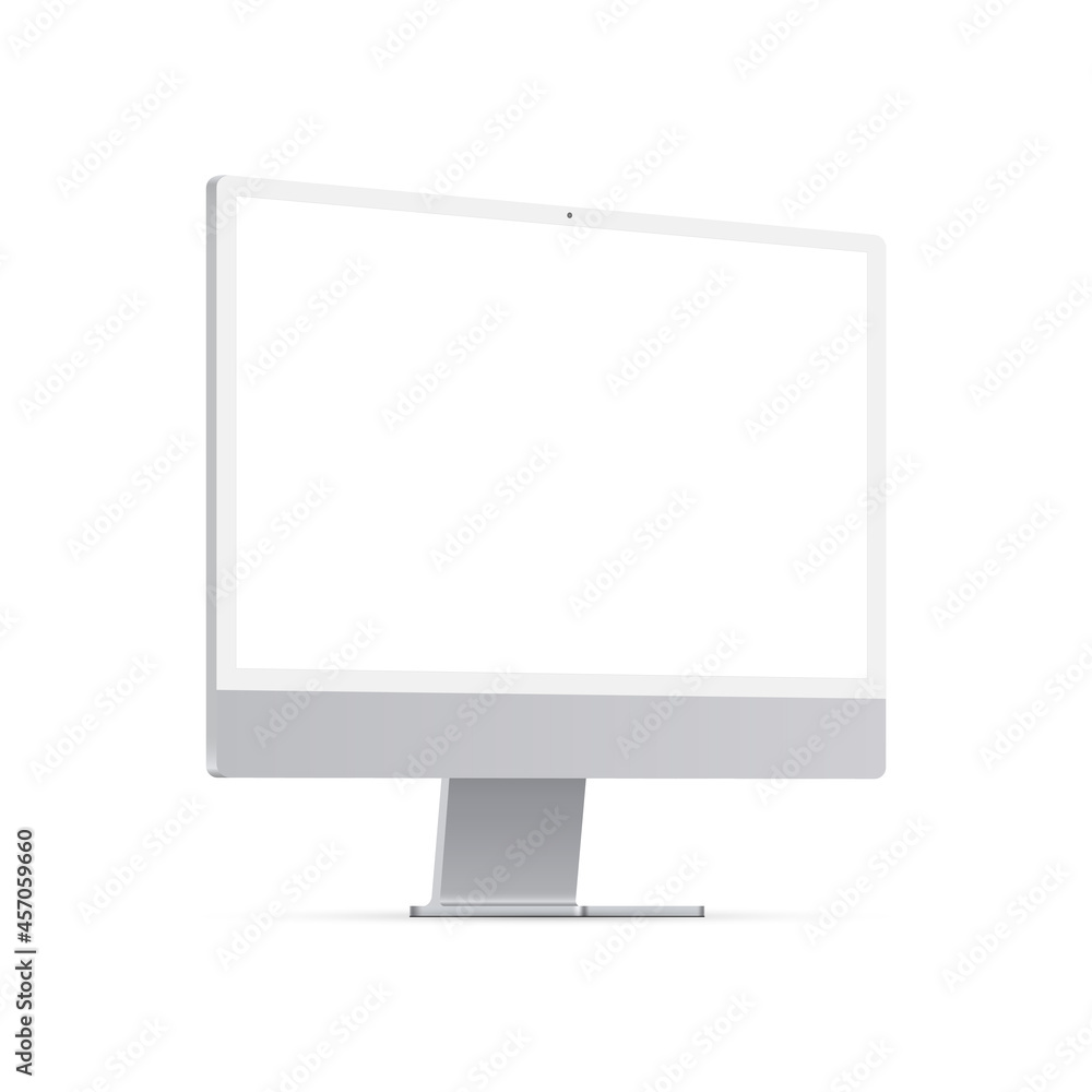 PC Monitor Mockup with Blank Screen, Side View, Isolated on White Background. Vector Illustration PC Monitor Mockup with Blank Screen, Side View, Isolated on White Background. Vector Illustration