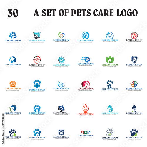 a set of pets care logo , a set of veterinary logo