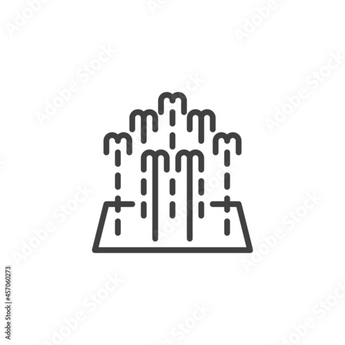Fountain with water splashing line icon
