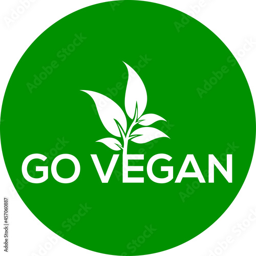 Go vegan vector logo or icon, green background go vegan logo