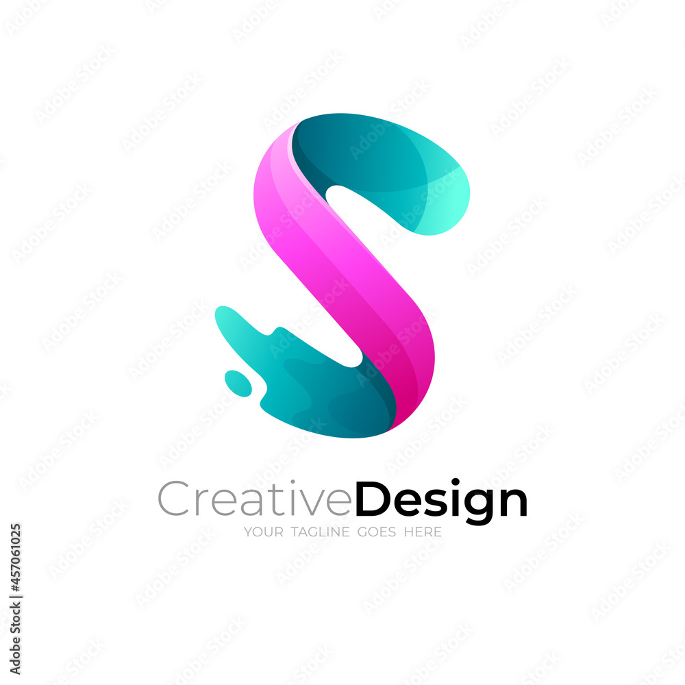 Simple S logo with modern design template, 3d colorful logos Simple S logo with modern design template, 3d colorful logos