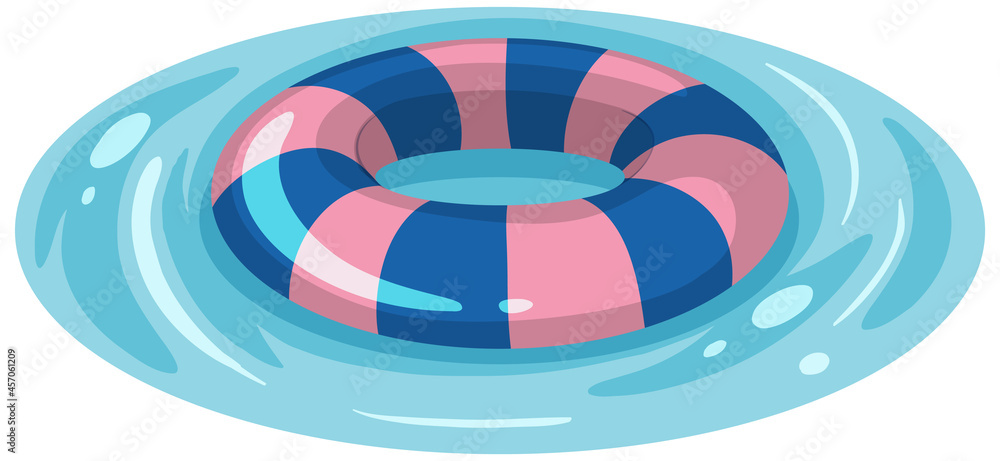 Obraz premium Striped blue and pink swimming ring in the water isolated