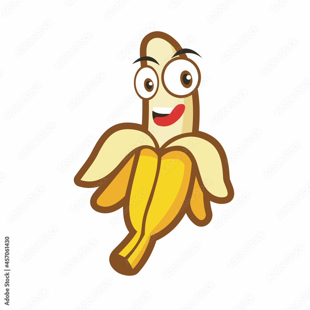 Obraz premium cute banana cartoon character smile feel delicious illustration vector design