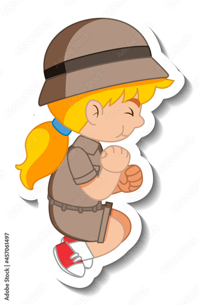 Little girl scout cartoon character sticker