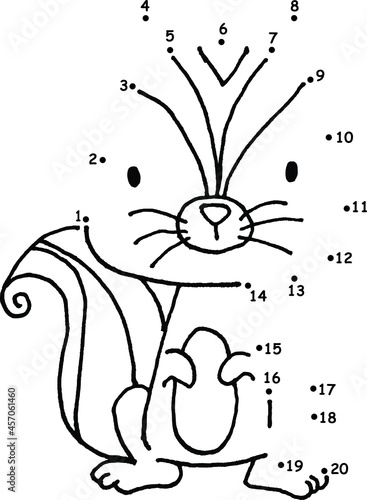 vector cartoon education game join to the dots 1 to 20 drawing squirrel activity