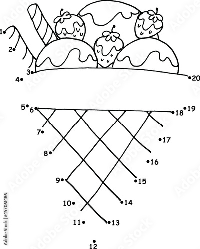 vector cartoon education game join to the dots 1 to 20 drawing ice-cream