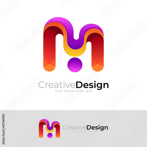 Abstract letter M logo colorful, M logo template