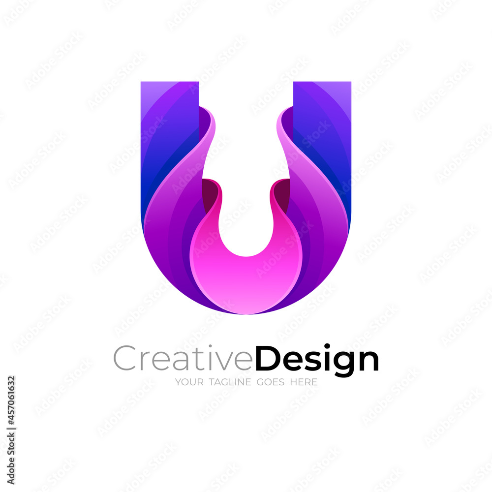 U logo design colorful, 3d style U logo design colorful, 3d style