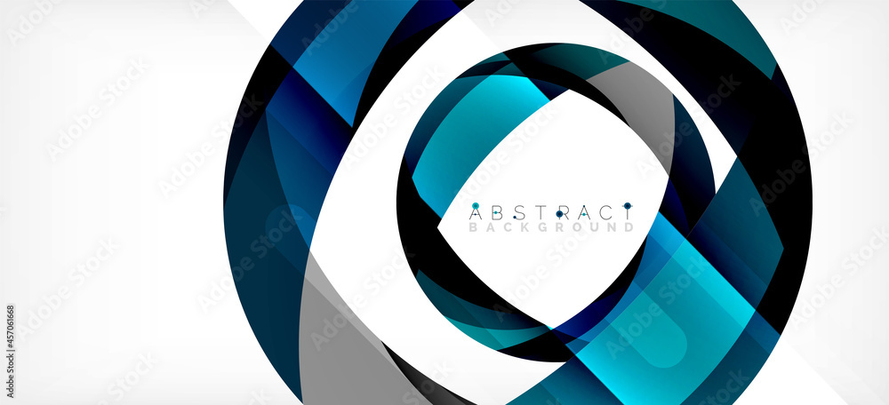 Geometric abstract background. Circle created with overlapping color shapes. Vector Illustration For Wallpaper, Banner, Background, Landing Page