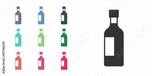 Black Bottle of wine icon isolated on white background. Set icons colorful. Vector