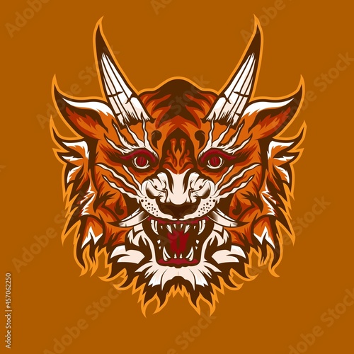 Fototapeta Naklejka Na Ścianę i Meble -  Vector illustration Tiger head japan mascot logo esport.