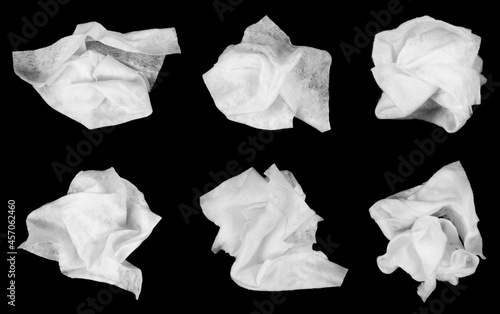 Canvas Collage wet wipes isolated on black background