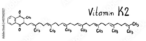 Vitamin K2 Chemistry Molecule Formula Hand Drawn Imitation