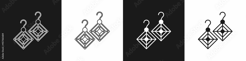 Set Earrings icon isolated on black and white background. Jewelry accessories. Vector Set Earrings icon isolated on black and white background. Jewelry accessories. Vector