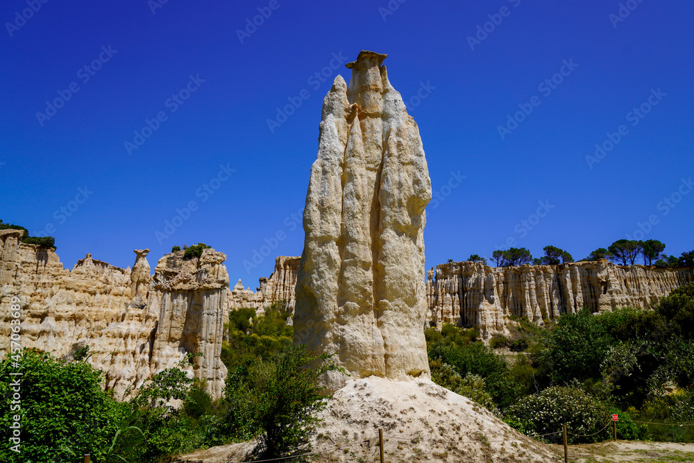Geological erosion Organs of french Ille-sur-Têt fairy chimneys  site of Ille sur Tet france languedoc