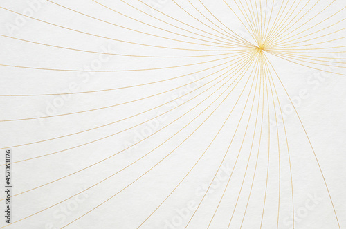 White washi paper texture with elegant gold leaf thread pattern. Abstract graceful Japanese style background.